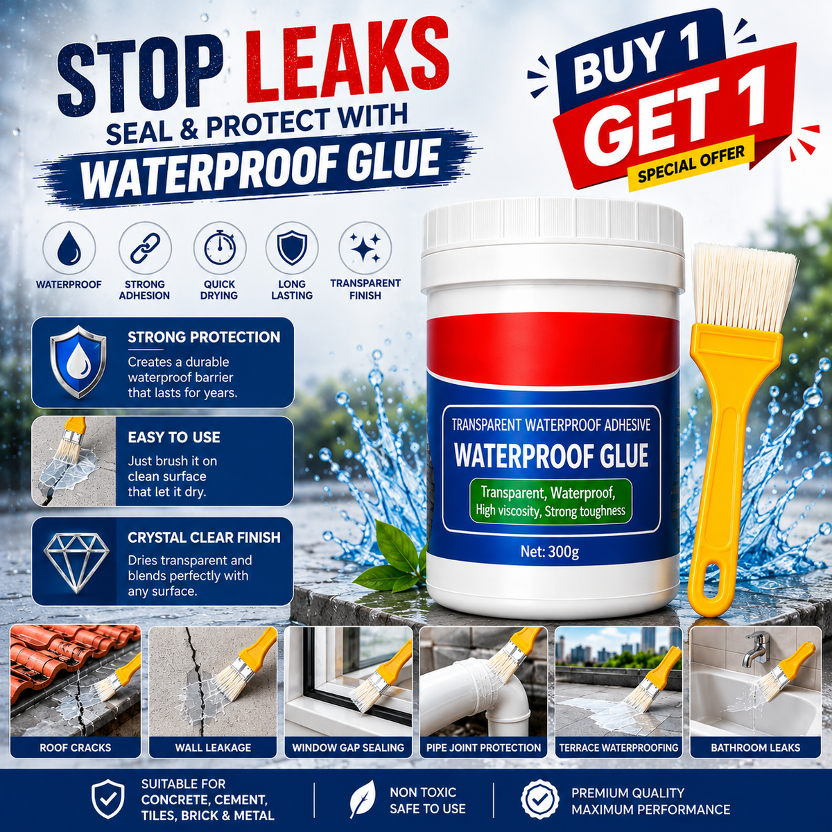 Transparent Waterproof Glue ( Pack Of 2 )