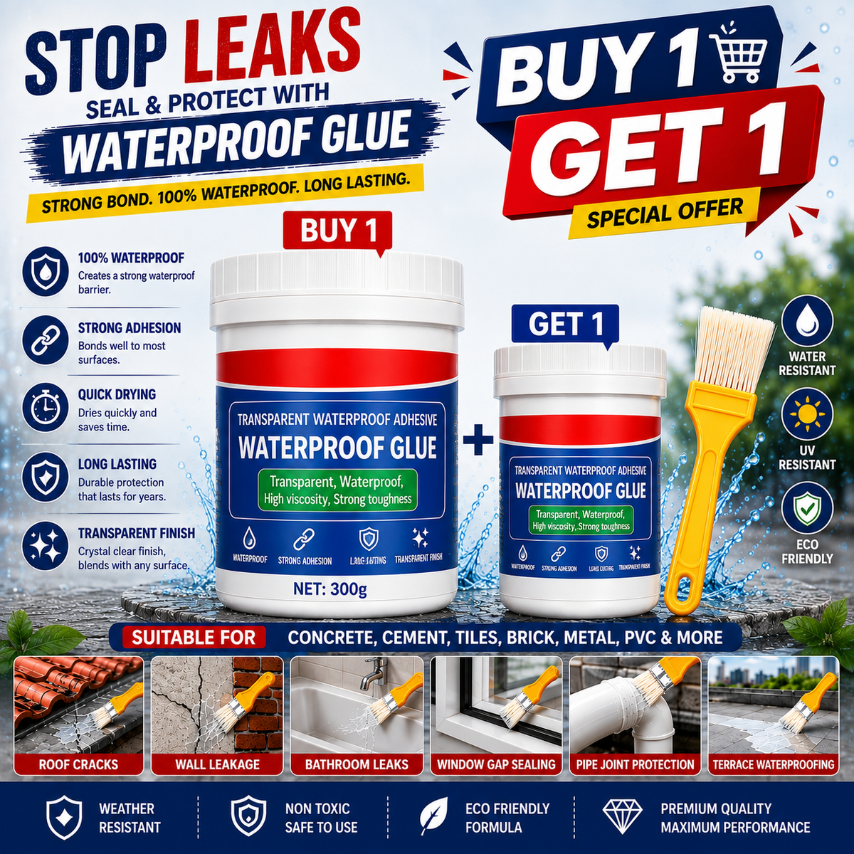 Transparent Waterproof Glue ( Pack Of 2 )
